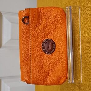 Dooney &  Bourke Orange Pebbled Leather Wristlet Pouch (Missing Strap) EUC